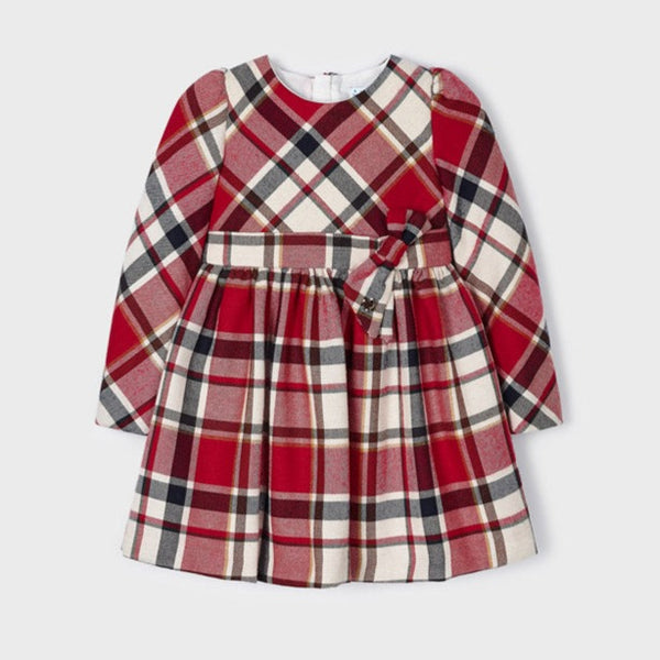 Mayoral Red Plaid Dress With Matching Fabric Belt