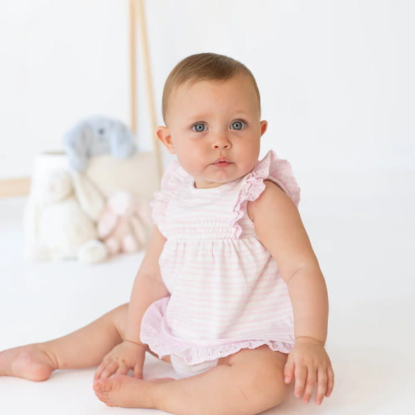 Tutto Piccolo Striped Pink Dress And Pants