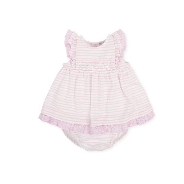 Tutto Piccolo Striped Pink Dress And Pants