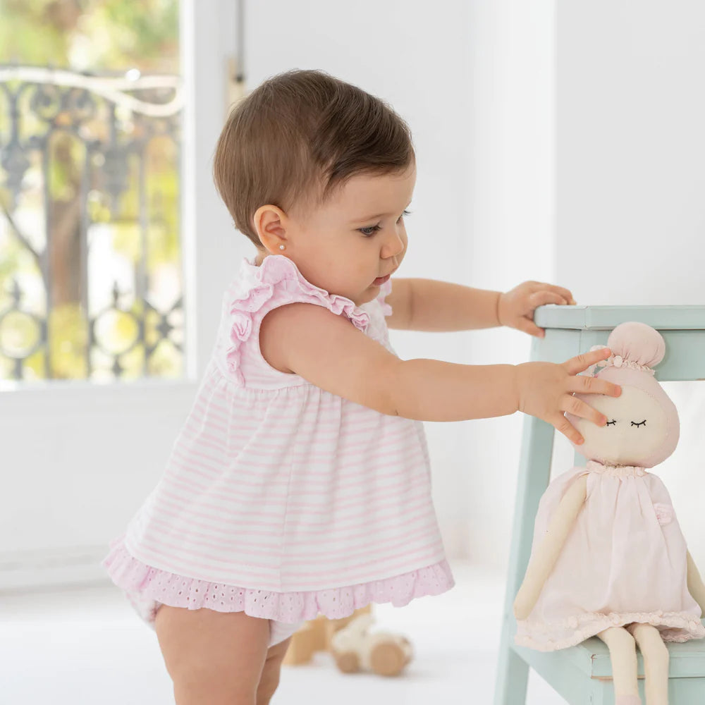 Tutto Piccolo Striped Pink Dress And Pants – Lullabys Baby