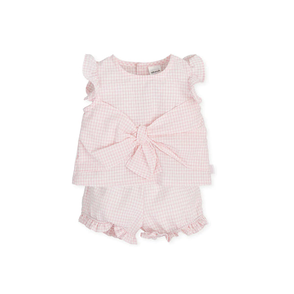 Tutto Piccolo 2Pc Pink Gingham Shorts Set