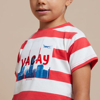 Mayoral Boys Striped T-Shirt Set With Denim Shorts