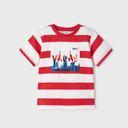 Mayoral Boys Striped T-Shirt Set With Denim Shorts