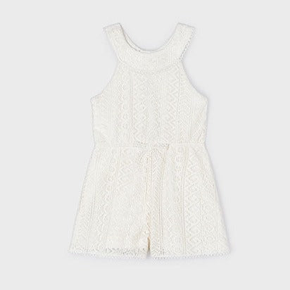 Mayoral Cream Lace Effect Playsuit