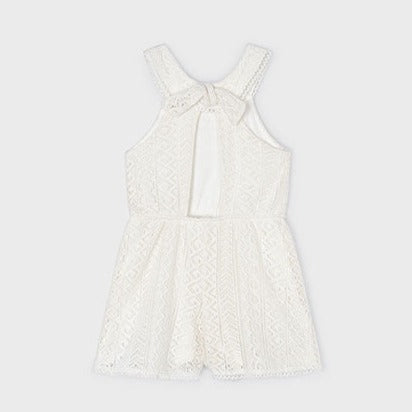 Mayoral Cream Lace Effect Playsuit