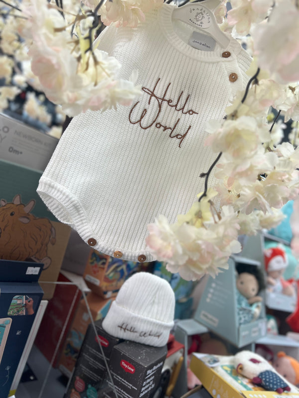 Hello World Knitted Romper And Hat