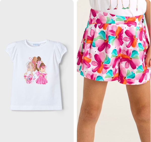 Mayoral 3003/3905 Doll Tshirt & Floral Short Set