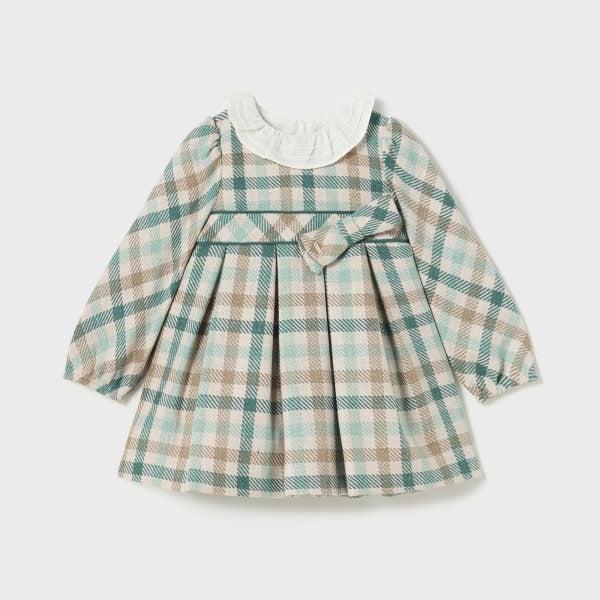 Mayoral Baby Checked Ruffle Neck Dress 2903