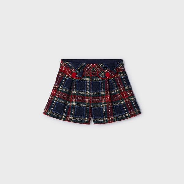 Mayoral Girls Set With Checked Shorts & Long Sleeve Top