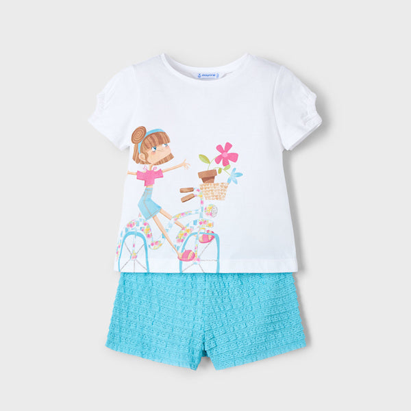 Mayoral 3211 Girl Shorts And Print Top Set