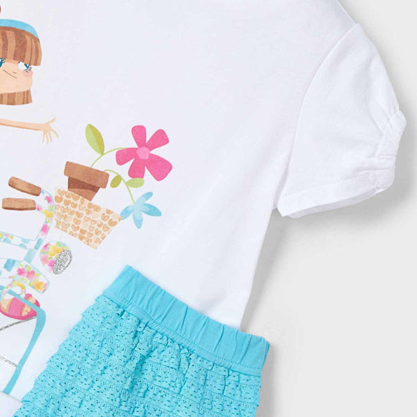 Mayoral 3211 Girl Shorts And Print Top Set