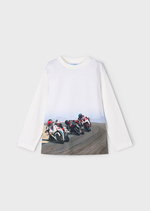 Mayoral Boys Scene Print T-Shirt With Motorbikes On 4094