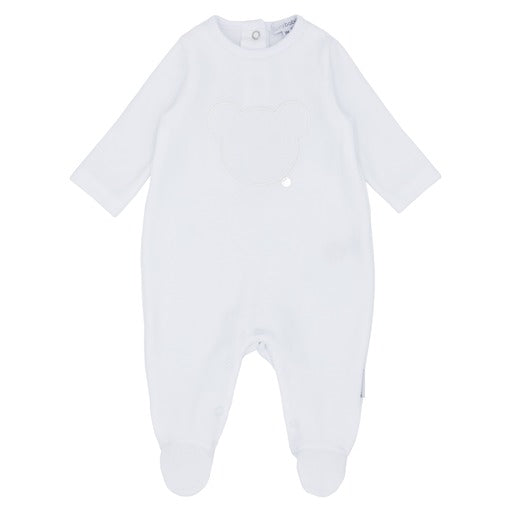 BluesBaby Velour All In One With Bear Silhouette To Front And Rear