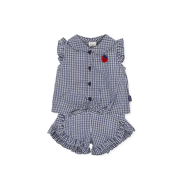 Tutto Piccolo 2Pc Checked Shirt and Shorts Set