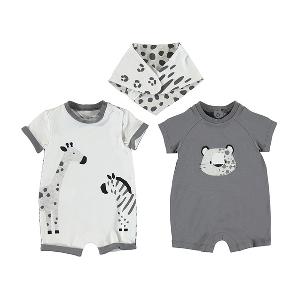 Boys Twin Set Romper with Dribble Bib