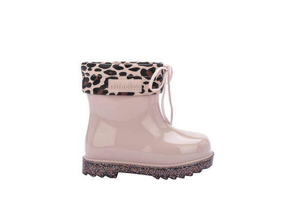 Mini Rain Boot Print Blush Glitter