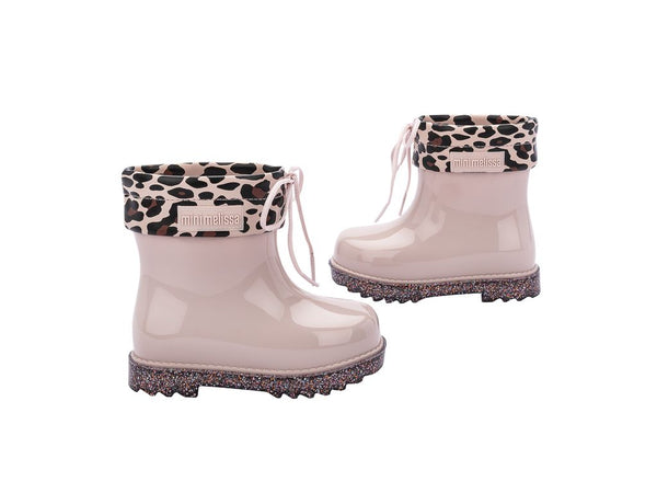 Mini Rain Boot Print Blush Glitter