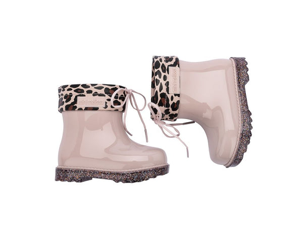 Mini Rain Boot Print Blush Glitter