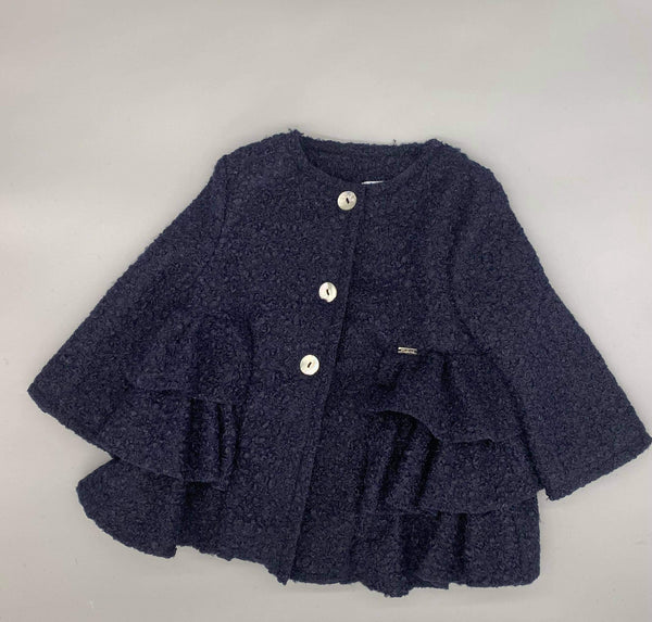 Babine Navy Ruffle Coat