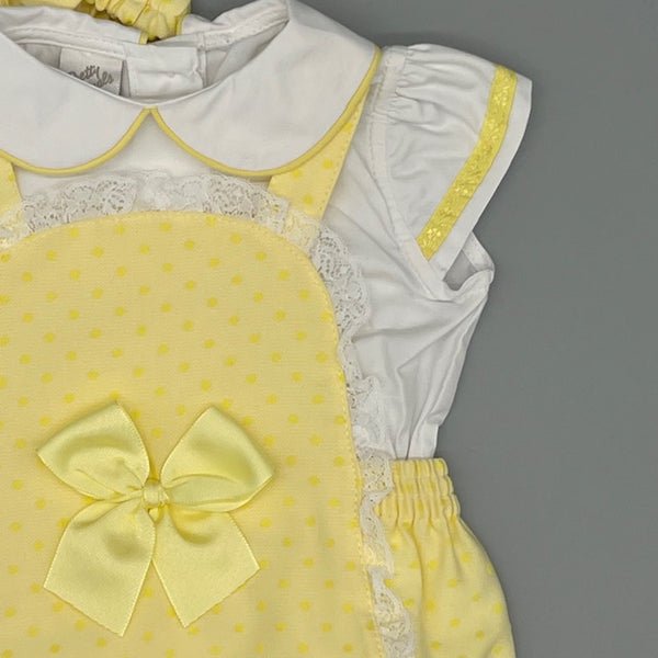 Pretty Originals Lemon Dungarees With Matching Blouse And Headband