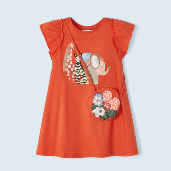 Mayoral Safari Applique Dress With Bag