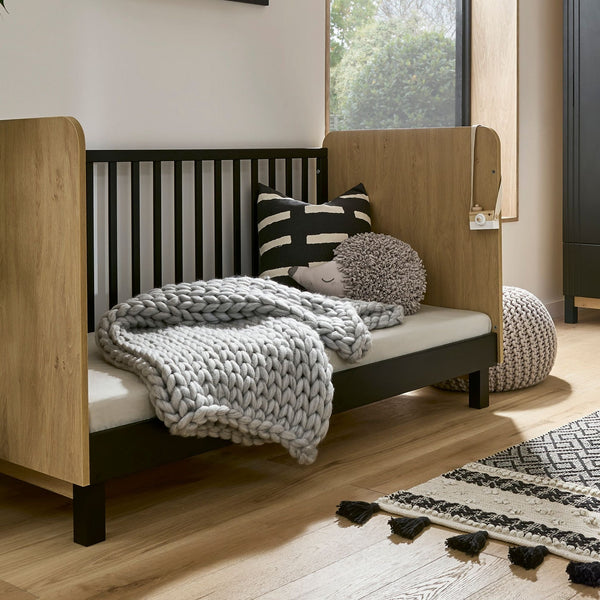 Rafi Cot Bed - Oak & Black