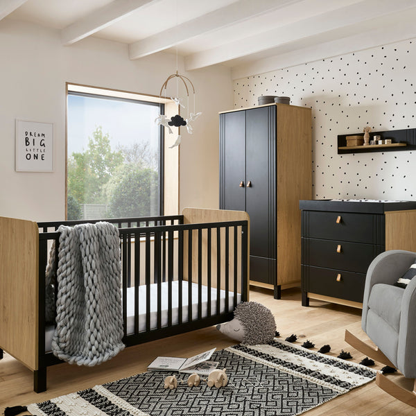 Rafi 4 Piece Nursery Furniture Set - Oak & Black