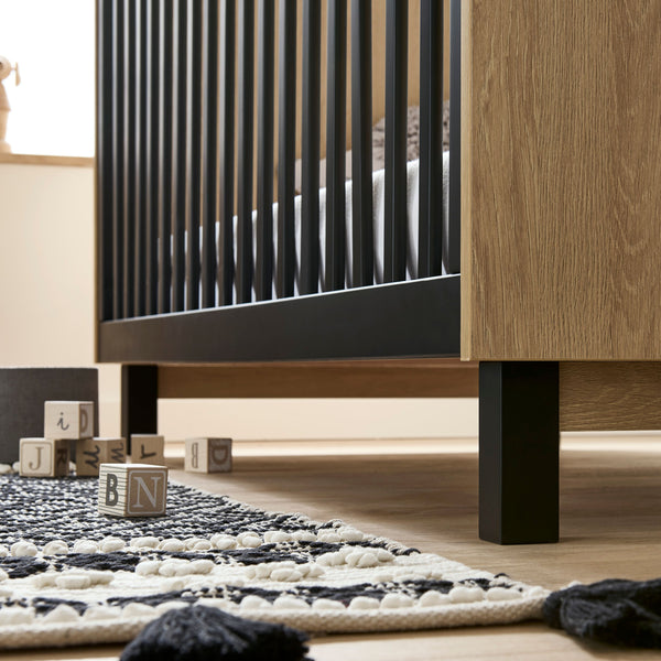 Rafi Cot Bed - Oak & Black